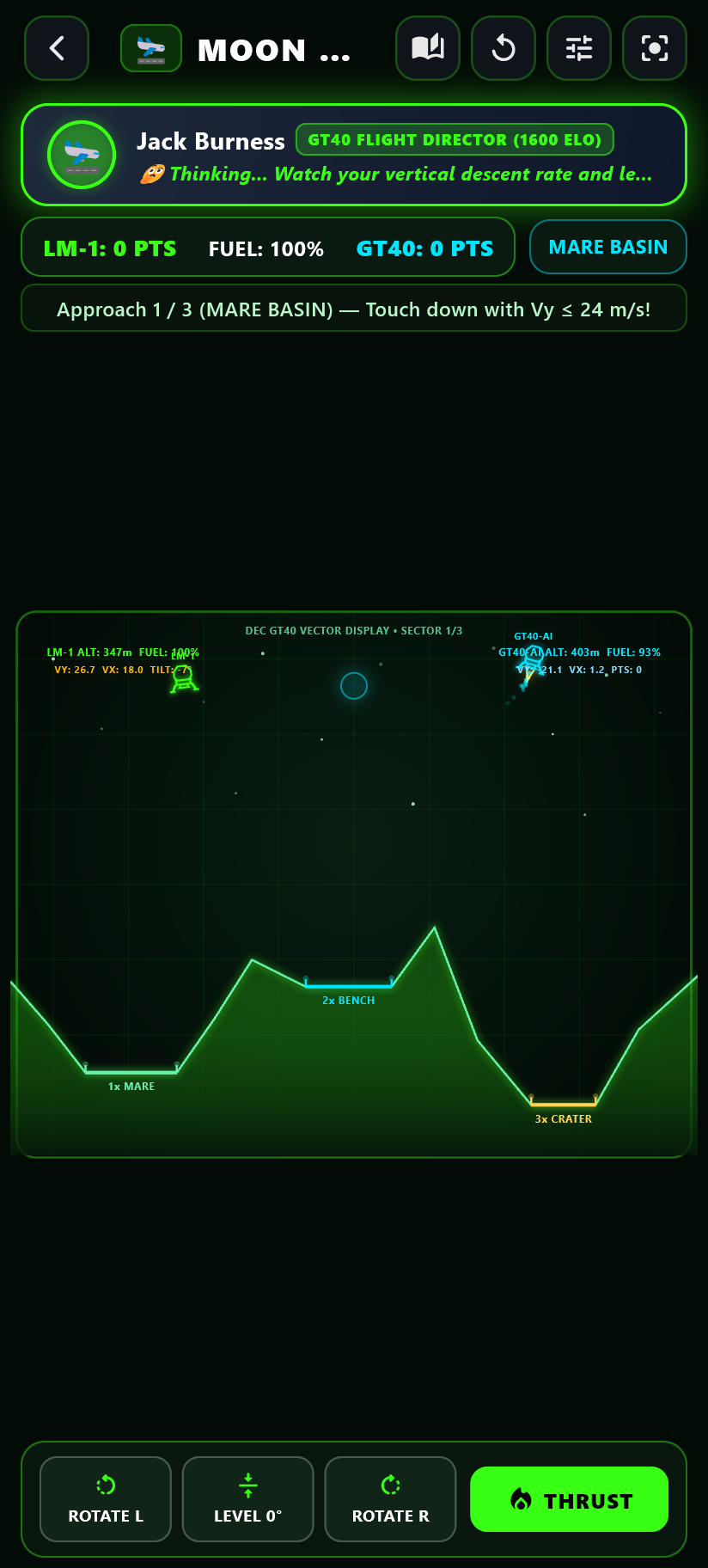 Moon Lander Vector CRT Screenshot