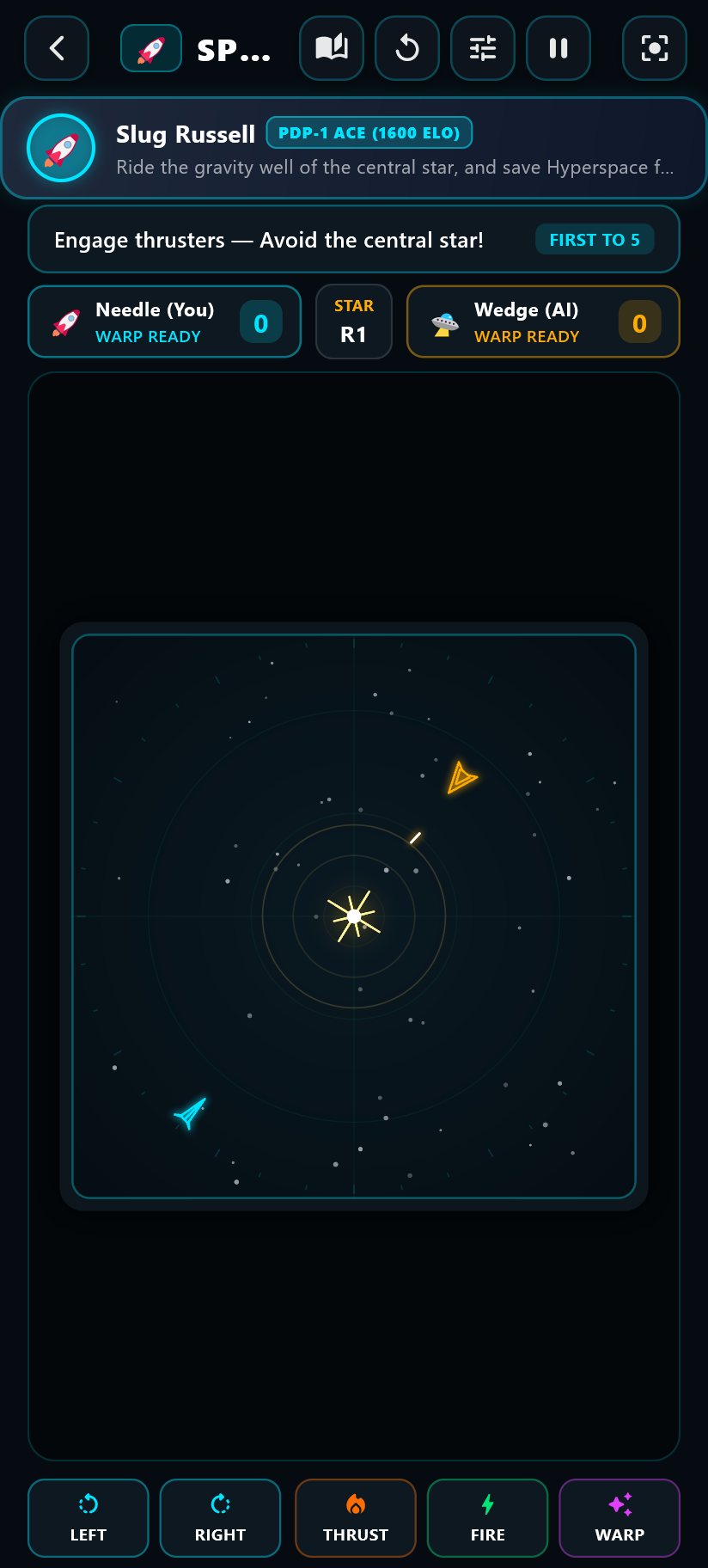 Spacewars PDP-1 Screenshot