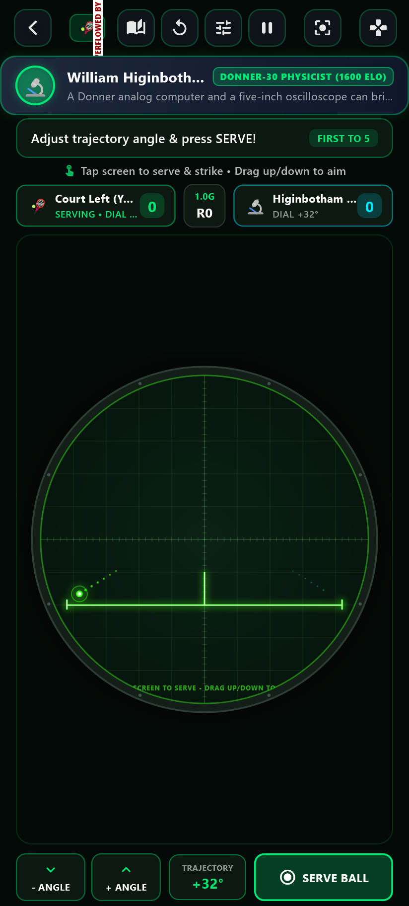 Tennis for Two Oscilloscope Screenshot
